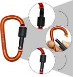 6 Pack Small Locking Carabiner, 3 Inch Aluminum D-Shape Snap Hook - Image 2