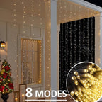 Solhice LED Curtain Lights Outdoor 40ft x10ft, 800 LED Plug in Hanging String - Image 2