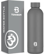 Insulated Water Bottle with Lid, 17 oz Reusable Leak-Proof Metal Stainless by TSAKBAM