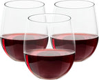 FOCUSLINE 32 Pack Plastic Wine Glasses Stemless, 12 Oz Crystal Clear Disposable by FOCUSLINE
