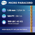 TECEUM Micro Paracord – 1.18 mm X 125 ft – Micro Utility Cord – Thin Braided - Image 2