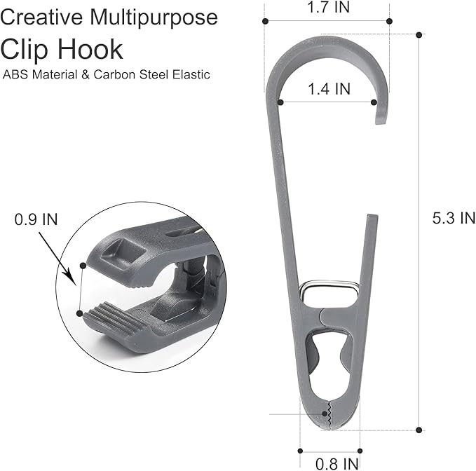 Multipurpose Hook Clips, Strong Large Plastic Clothes Clip Hanger, S Hooks - Image 8
