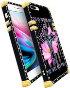 Compatible with iPhone 8 Plus 7 Plus Case, Praying Cross Hands Luxury Golden - Image 3