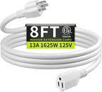 16/3 White Extension Cord 8 FT, Indoor Extension Cord by Seeklyze
