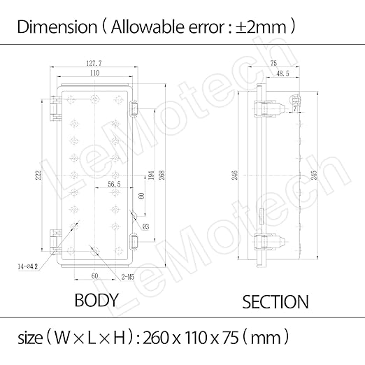 LeMotech Electrical Box, IP67 Waterproof Hinged Cover Stainless Steel Latch - Image 8
