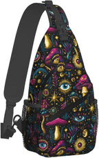 Psychadelic Trippy Art Sling Bag Crossbody Travel Hiking Chest Backpack - Image 2