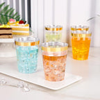 I00000 200 Pack Gold Plastic Cups, 10 oz Clear Plastic Cups Gold Rimmed - Image 7