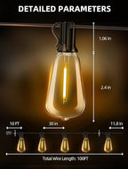 Outdoor Patio String Lights: 100Ft 30M Outside Waterproof Light - Image 8