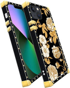 Compatible with iPhone 13 Case, Blooming Rose Golden Flower Luxury Golden - Image 3