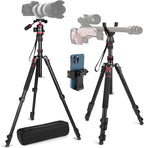 68" Ball Head Camera Tripod & Monopods, 360° Smooth Rotation V-Yoke Rifle - Image 9