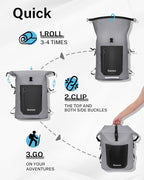 Gonex Ultralight Waterproof TPU Backpack, 55L Roll Top Dry Bag - Image 7