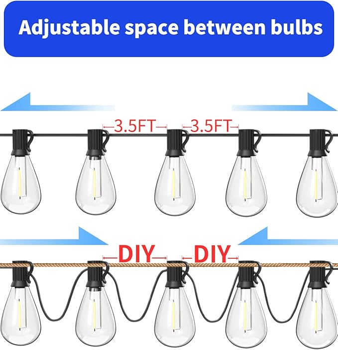luckystyle 60FT LED Outdoor String Lights - Image 3