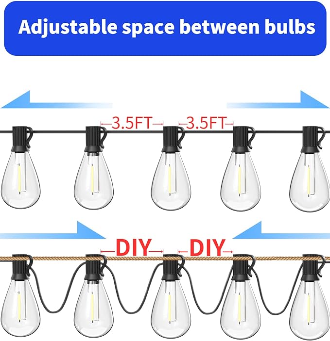 luckystyle 120FT LED Outdoor String Lights - Image 3