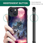 for iPhone 15 Plus Case, Star Two Wolfs Howling Pattern Graphic Design Girl Boy - Image 6