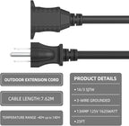 TiFFCOFiO Indoor Outdoor Extension Cord Waterproof, 30 Feet 3 Prong Power Cord - Image 3