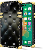 Compatible with iPhone 14 Case, Shiny Black Sofa Crystal Luxury Golden - Image 2