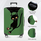 ANNA QUEEN Black Cat Hanging Cartoon Luggage Cover, Cute Stretchable Suitcase - Image 2