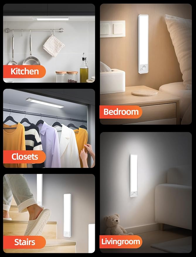 Under Cabinet Rechargeable Lighting: 8 Inch Motion Sensor Dimmable Lights Indoor - Image 8