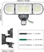 Olafus 180W Motion Sensor Outdoor Lights, 18000LM Dusk to Dawn LED Flood Lights - Image 3