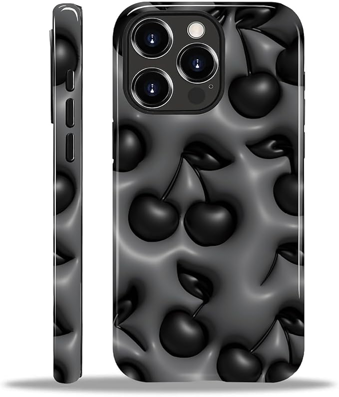 for iPhone 14 Pro Max Case, HL2 Cute Cool Cherry Black Hybrid 2 Layer Hard by Unknown