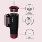 NAYAD 40oz Travel Tumbler with Handle and Straw|Cup Holder Friendly Insulated - Image 3