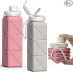 BEAUTAIL Collapsible Water Bottles 20.6oz 2 Pack, Silicone Foldable Portable by BEAUTAIL