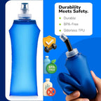 TPU Soft Flask 500ml with Straw & Cap, 2 Pack Collapsible Sports Water Bottles - Image 3