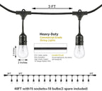 SUNTHIN Outdoor String Lights, 48FT Commercial Grade String Light - Image 2