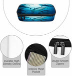 Sharks Pencil Case Organizer Ocean Sea Fish Light Blue Stationery Box Makeup - Image 3