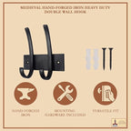 Mystic Colonial Medieval Hand-Forged Iron Double Wall Hook � 1 Pc | Heavy Duty - Image 4