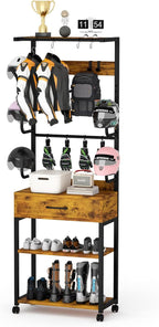 Kikihouse Freestanding Floor Mounted Helmet & Gear Storage Rack, Adjustable by Kikihouse