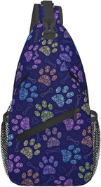 Dog Paw Sling Bag For Women Men Cute Footprint Backpack Crossbody Shoulder Bag by Unknown
