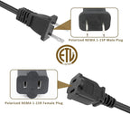 25 FT 2 Prong Extension Cord, 18AWG SPT-2 Indoor Male to Female Power Cord ETL - Image 7