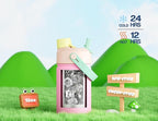 12 oz Kids Steel Water Bottle for School: 2-in-1 Straw Spout Lid, Cold 24H - Image 3