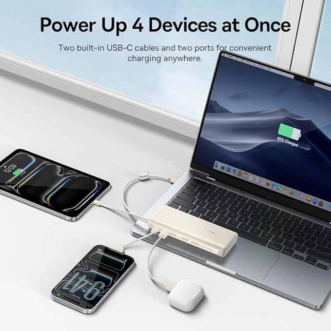Baseus Portable Charger with Built in Cable, 100W Laptop Power Bank 20000mAh - Image 5