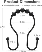 Bathway Shower Curtain Hooks Shower Curtain Rings Black Shower Curtain Hooks - Image 4
