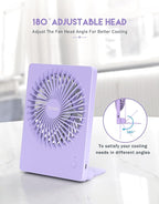 Zuvas Desk Fan Battery Operated Fan Rechargeable 180°Tilt Folding Personal Fan - Image 5