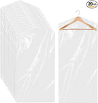 20 Pack Clear Clothes Covers for Hanging Garment Plastic Suit Bags Dry Cleaning by Sliverdew