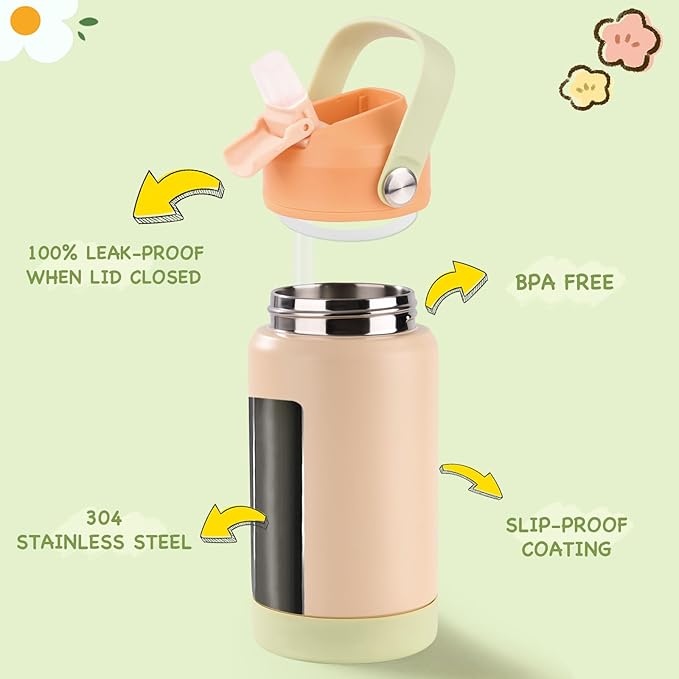 Kerilyn 12oz Kids Water Bottle 2 Pack, Stainless Steel Insulated Water Bottle - Image 2
