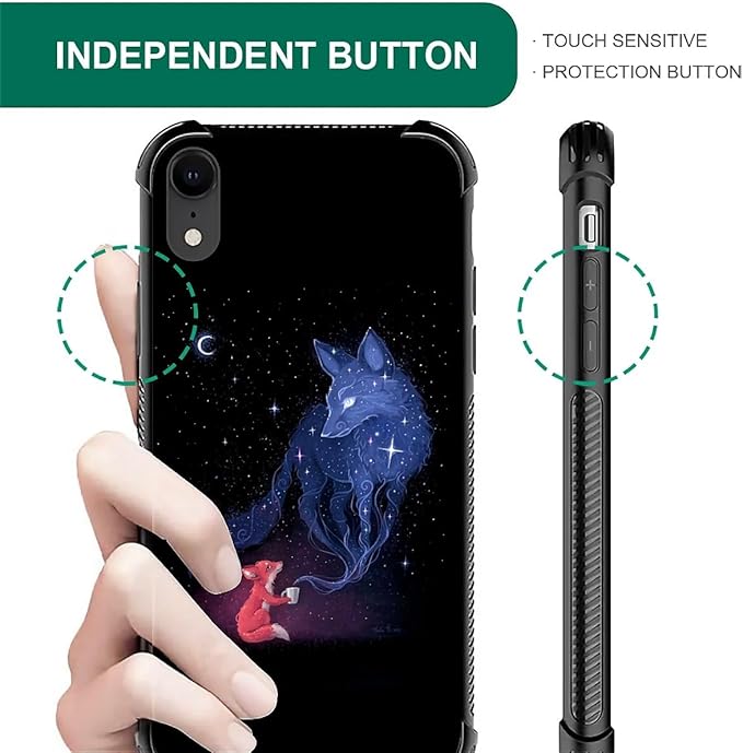 for iPhone XR Case, Galaxy Fox Wolf Pattern Graphic Design Girl Boy Soft - Image 4