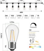 Svater 192 FT Outdoor String Lights 2W, Patio Light - Image 2