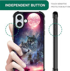 for iPhone 16 Plus Case, Star Two Wolfs Howling Pattern Graphic Design Girl Boy - Image 5