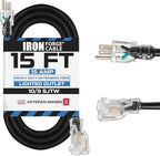 Iron Forge Cable 15 ft Lighted Outdoor Extension Cord by IronForgeCable