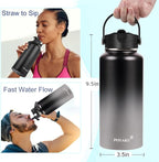 Water Bottle Insulated 32oz 40oz 64oz 128oz Straw Lid Spout Lid & 3 Lids - Image 3