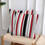 Vertical Lines Striped Pillow Covers 18 X 18 Black White Grey Red Watercolor - Image 4
