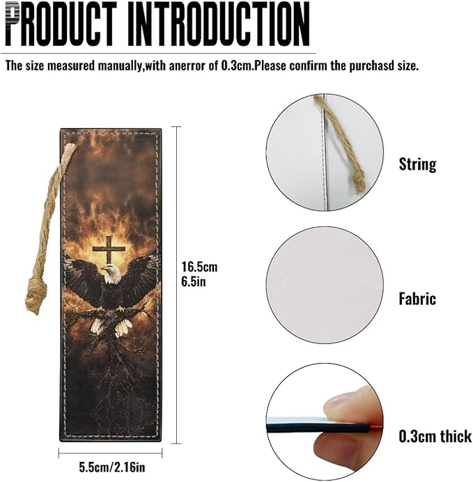 Large Bible Cover Case for Women Men Bald Eagle and Cross Print PU Leather - Image 6