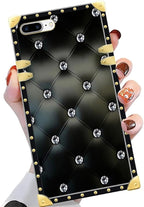 Compatible with iPhone 8 7 SE Case, Shiny Black Sofa Crystal Luxury Golden - Image 3