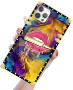 Compatible with iPhone 12 Pro Max Case, Cool Corlorful Lip Marble Luxury Golden - Image 3