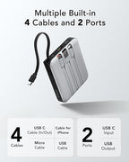 VRURC Portable Charger with Built-in Cable, 10000mAh 22.5W Fast Charging USB C - Image 2