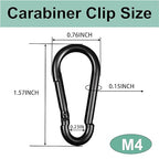 Black Carabiner, Heavy Duty Galvanized Steel Spring Snap Hook Carabiner Clips - Image 2